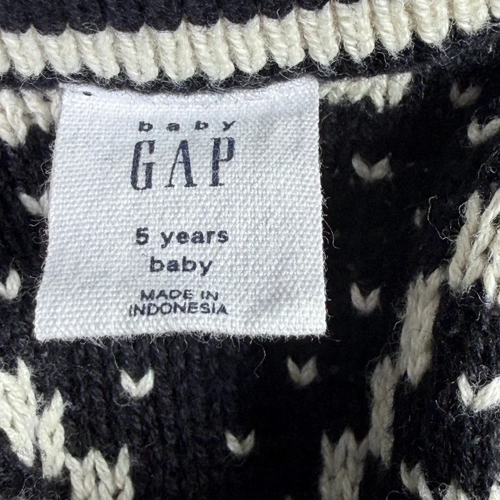 Gap Crochet Dress Chevron Knit Ruffle Sleeve Black White Minimalist Boho Girls 5